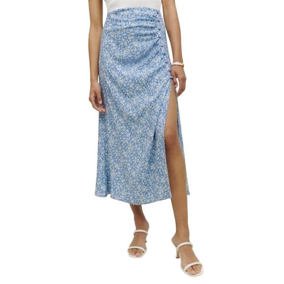 Reformation Grazie Skirt in Clio Blue Floral Size 4 - Picture 1 of 8